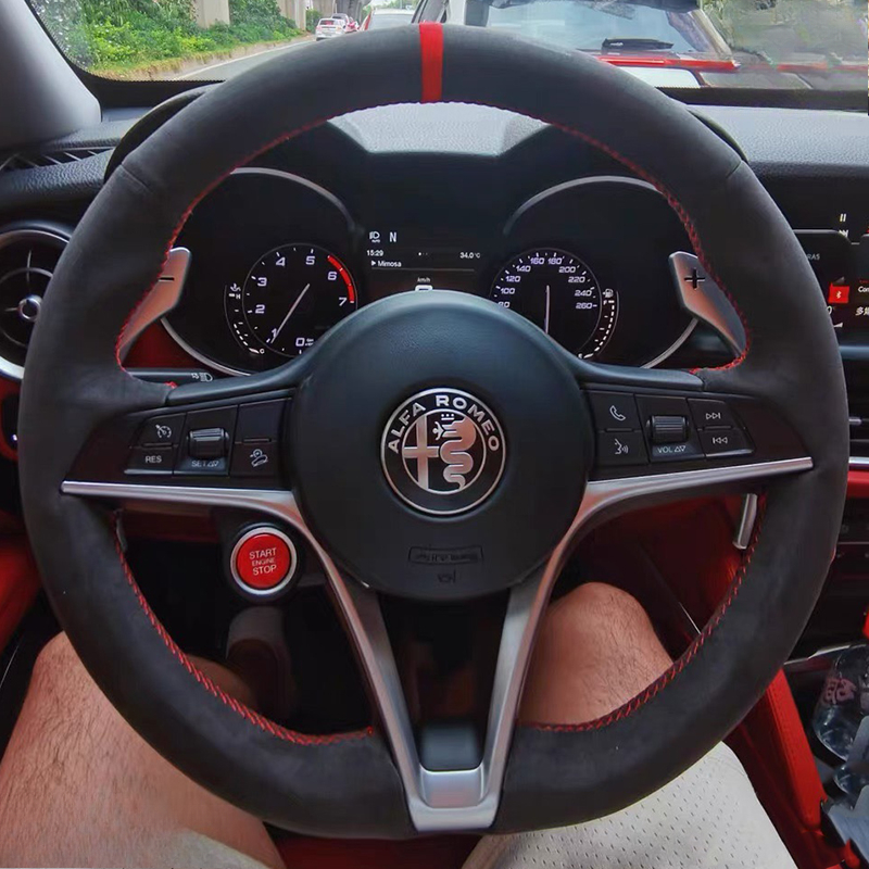 Car Steering Wheel Cover Anti Slip Breathable - Alfa Romeo Giulia Stelvio 2015-2018 için