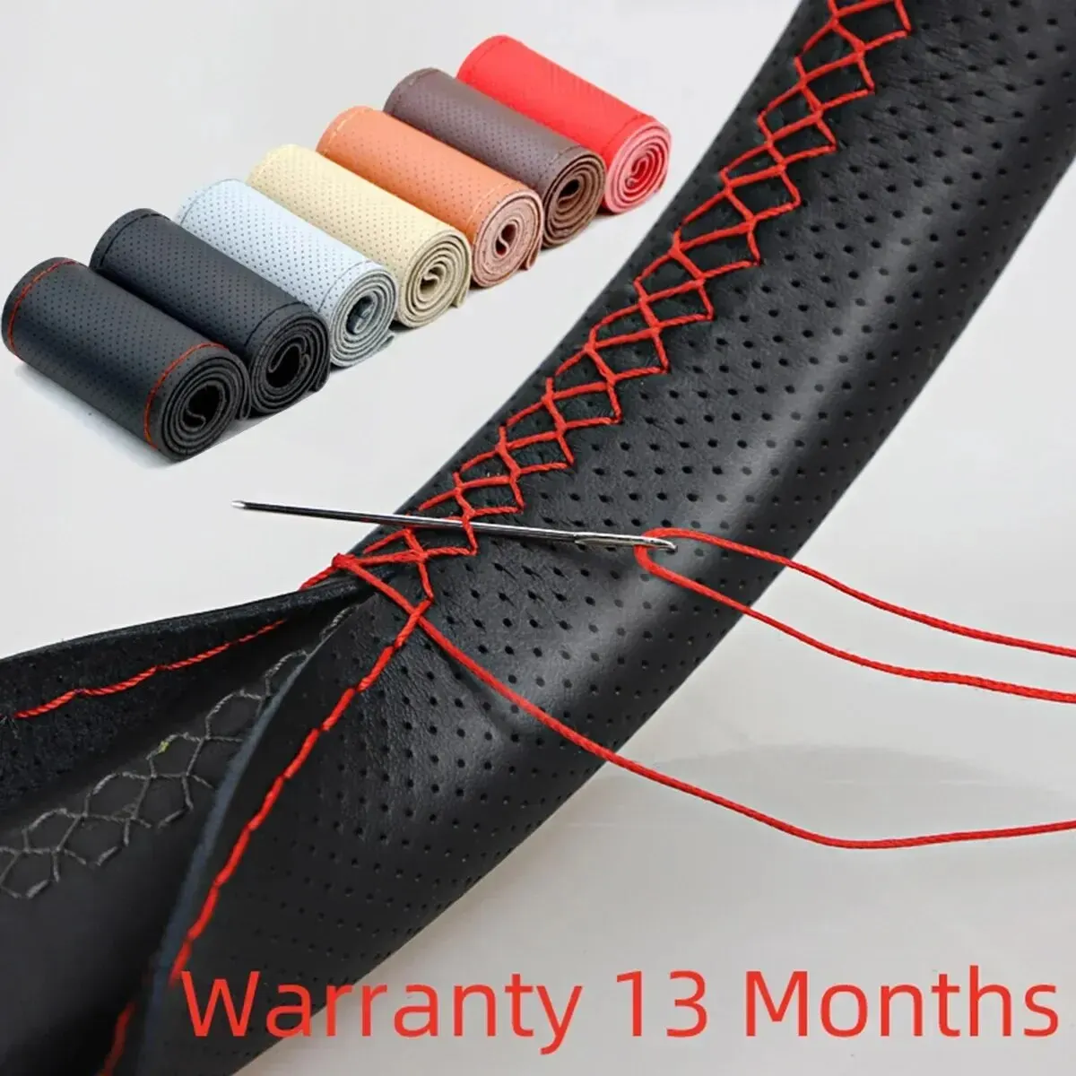 Car Steering Wheel Cover Anti Slip Breathable - Evrensel deri araba direksiyon dikiş Wrap