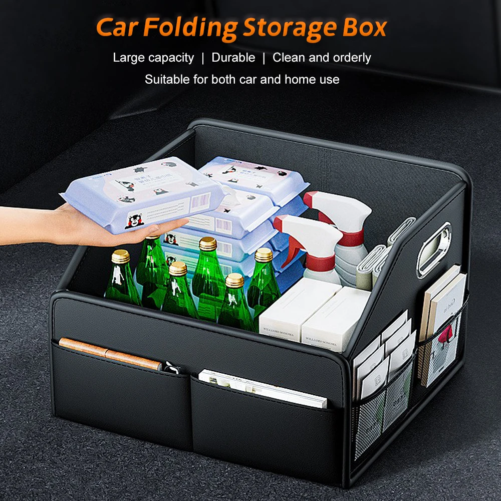 Car Trunk Organizer Foldable Storage Box - Premium Deri Katlanabilir Araba Bagaj Organizatörü