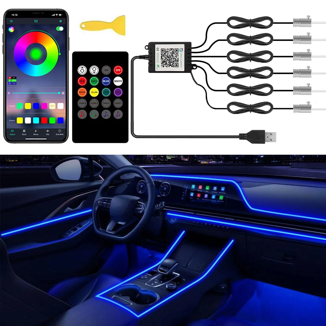 RGB LED Araç Ambiyans Aydınlat - Led Ambient Interior Car Lights App Control incelemesi ve fiyatı