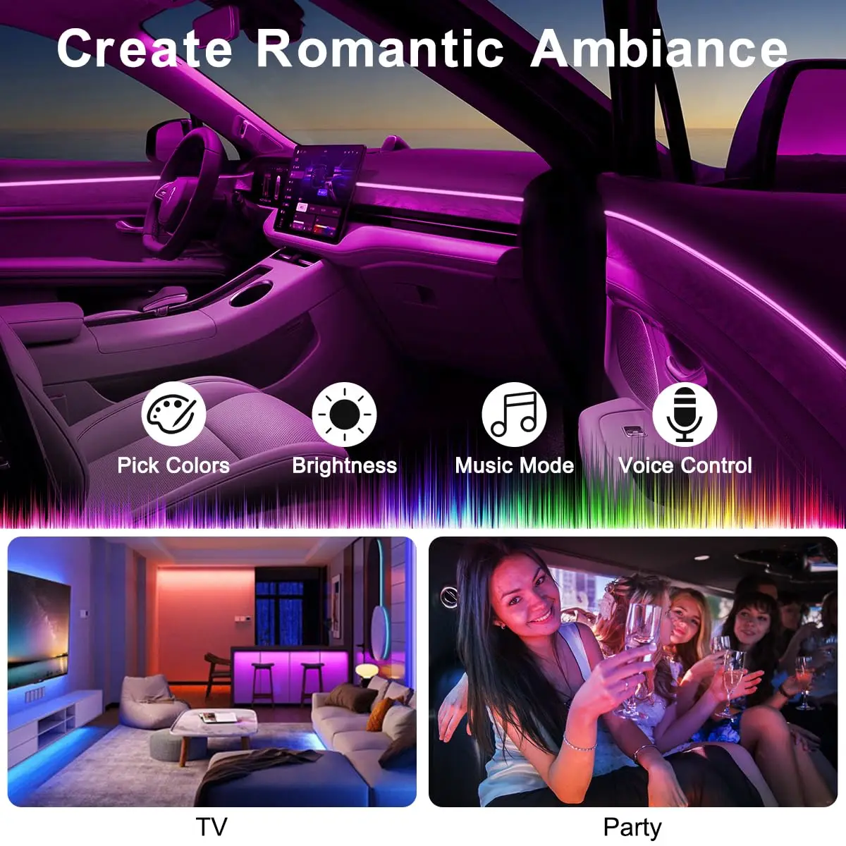 RGB LED Araç Ambiyans Aydınlat - Led Ambient Interior Car Lights App Control incelemesi ve fiyatı