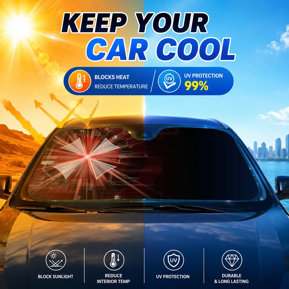 Korku filmi şemsiyesi güneşlik - Car Sunshade Windshield Umbrella Foldable incelemesi ve fiyatı