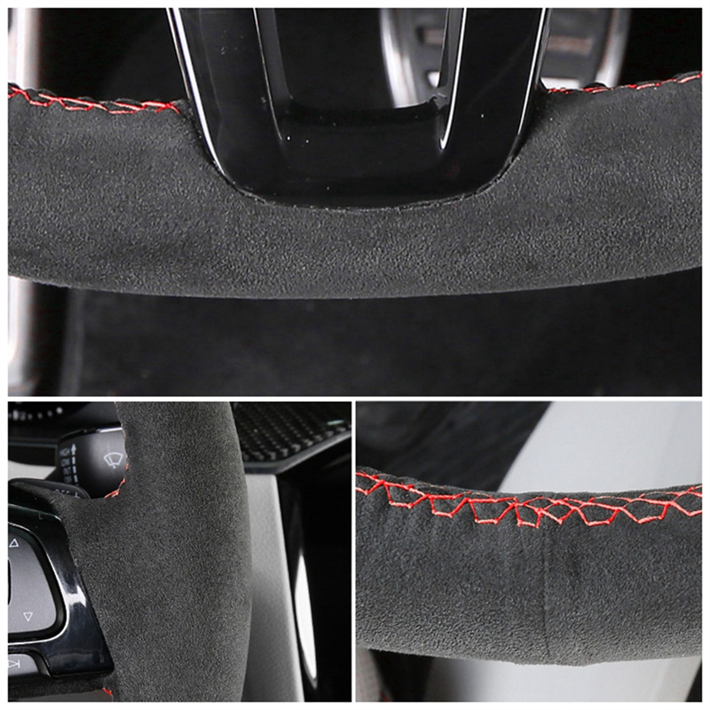 Özel el dikişli siyah süet kay - Car Steering Wheel Cover Anti Slip Breathable incelemesi ve fiyatı